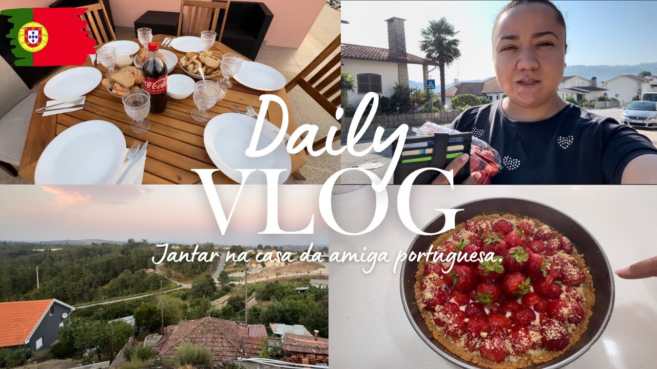 JANTAR NA CASA DOS PORTUGUESES, FIZ UMA TORTA DE MORANGO PARA ELES. 🍓🍰🇵🇹