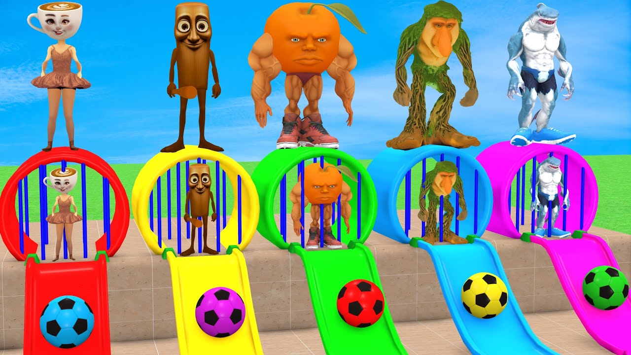 Long Slide Game with Cow Elephant Gorilla Hippopotamus Tiger 3d Animal Game Funny 3d Animals