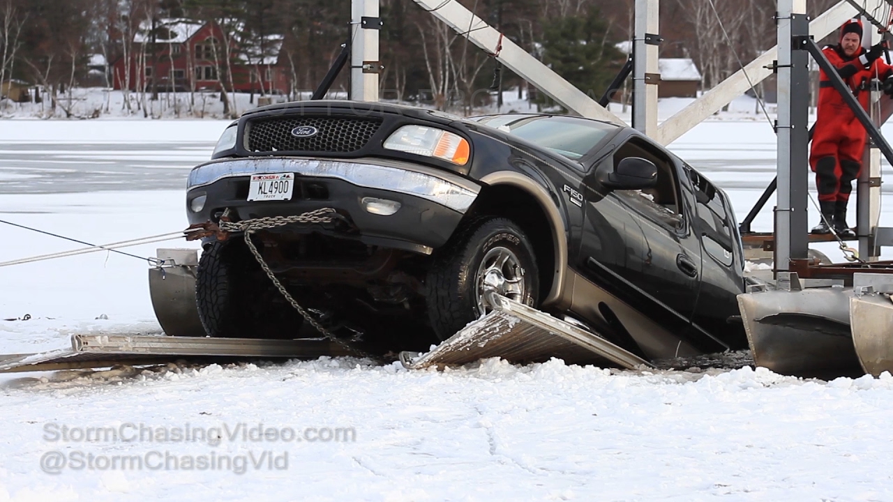 Rice Lake, WI Extremely Thin Ice Truck Recovery From Rice Lake - 1/31/2017