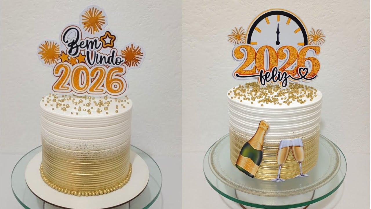 DECORANDO 2 BOLOS NO TEMA ANO NOVO