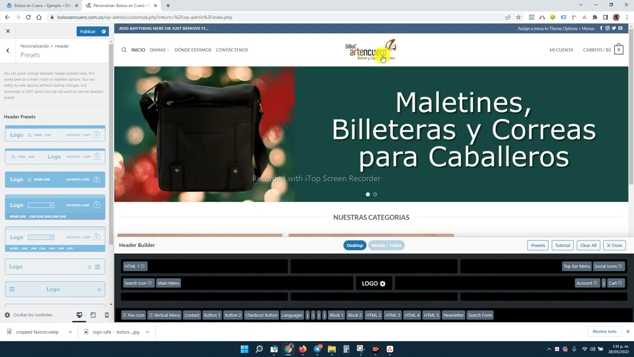 Gestionar Header (cabecera) de la plantilla Flatsome + Cambio de Logo y Favicon (icono del sitio)