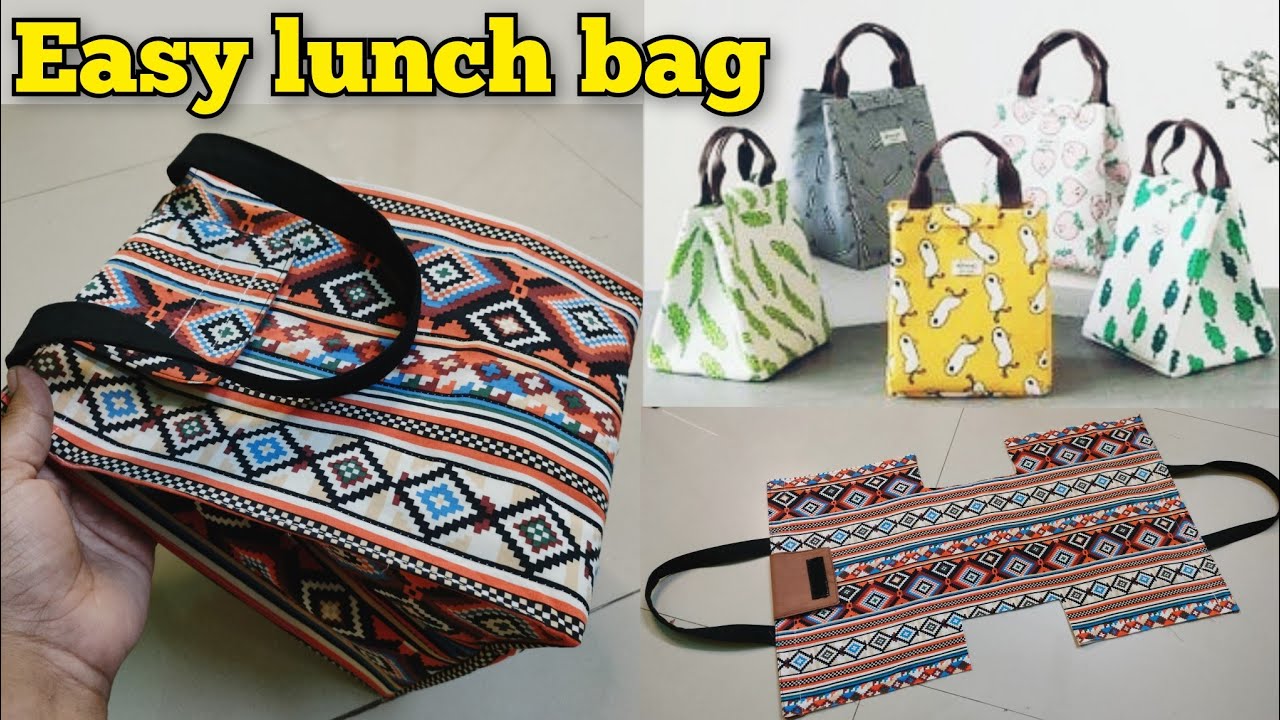 Super Easy - Lunch box bag making at home/ handbag/ bag cutting and stitching/ Tote Bag | Picnic Bag