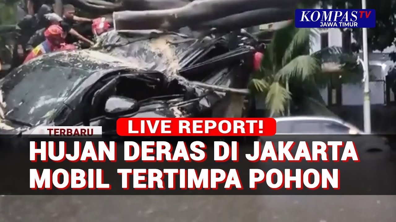 Hujan Deras Akibatkan Banjir di Dharmawangsa Jaksel, Sejumlah Mobil Tertimpa Pohon!