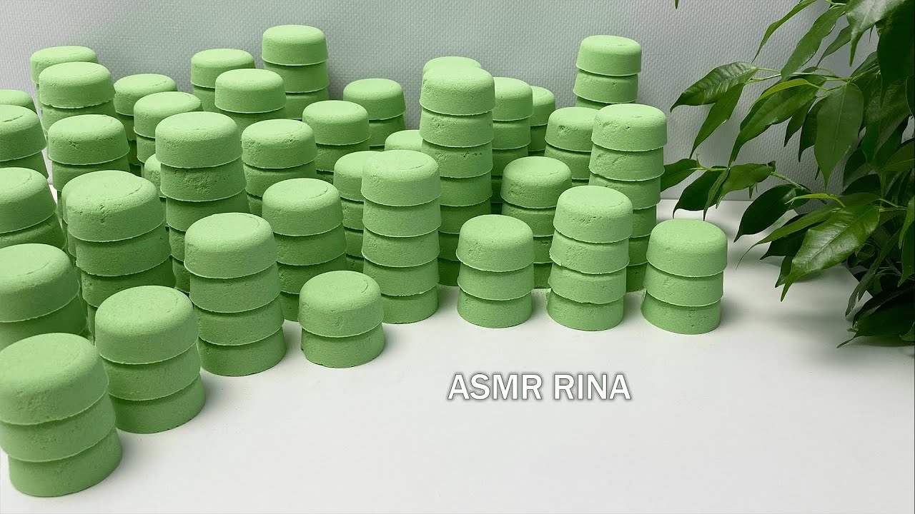 ASMR baking soda stack of coins crumble