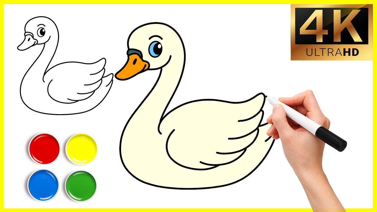 🦢🎨 Swan Drawing for Kids | Easy & Cute Step-by-Step Swan 🎨✍️