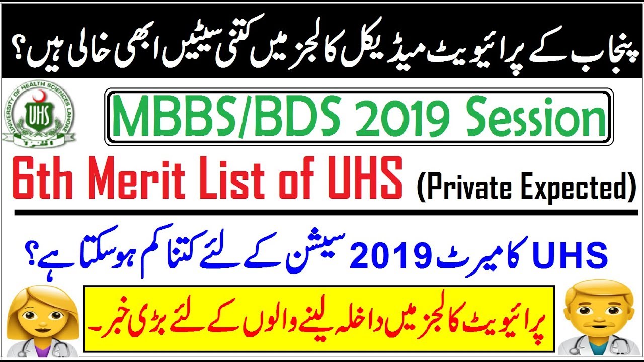 UHS 6th Merit List of MBBS/BDS // Expected Merit of Private Medical Colleges?