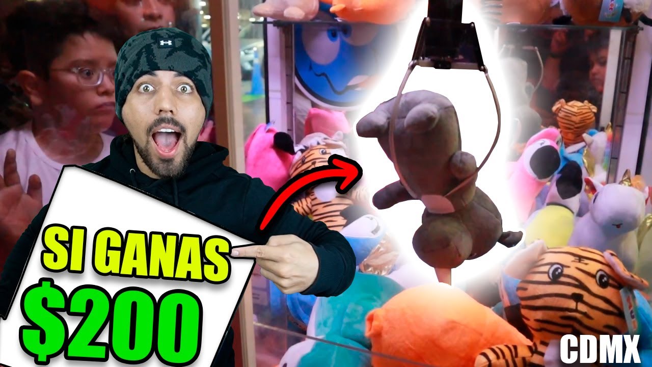 ¡SI GANAS EN LA MÁQUINA DE GARRA TE DOY UN PREMIO! | SI GANAS UN PELUCHE TE DOY $100 PESOS 5