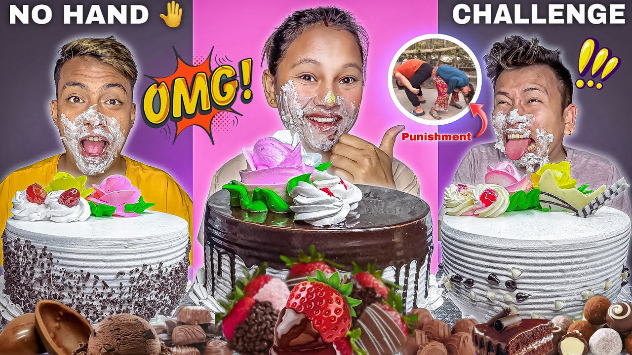 NO HAND ❌ CAKE 🍰 EATING CHALLENGE WITH EXTREME PUNISHMENT 😅 || सोचेको थिएनौँ यस्तो Cake पाइन्छ 😔