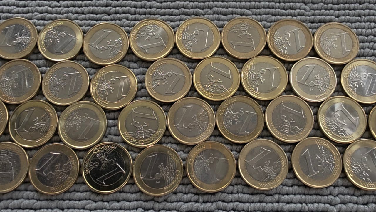 1 euro coin. Observed coins, 33 types from EU. Rare!
