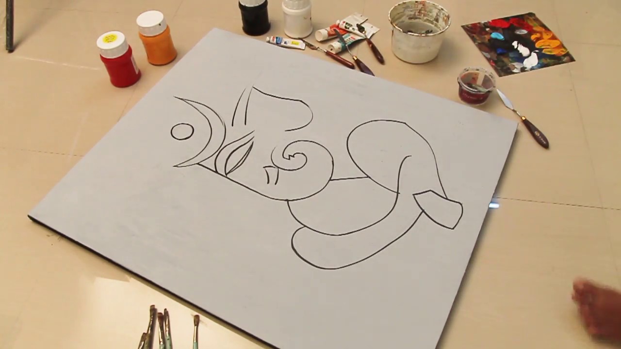Making of Easy Abstract Painting || Acrylic on Canvas || GANESHA ||