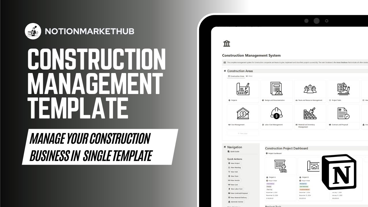 Construction Management Template for Notion | Complete solution for Construction Teams