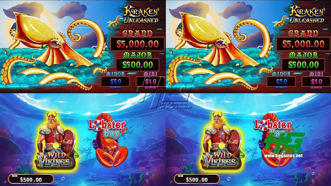 Kraken Unleashed Wild Vikings and Lobster Bay Casino Slot Game,Kraken Unleashed 2 in 1 Slot Game