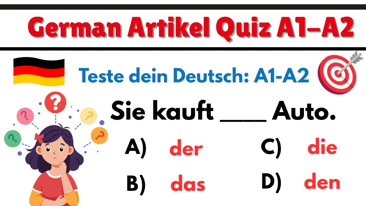 ✅ German Artikel Quiz A1-A2 | Teste dein Deutsch mit der/die/das einfach erklärt!🇩🇪📝|#deutschlernen