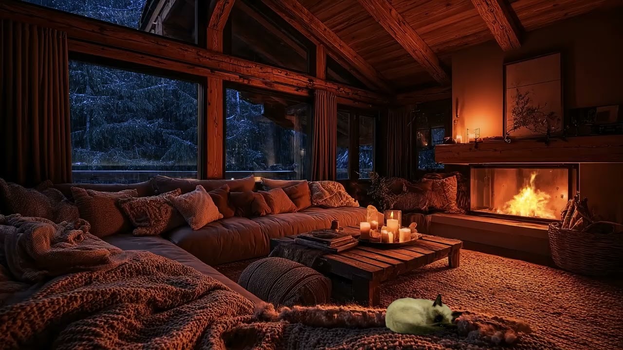 Cozy Gale Cabin Autumn Rain & Crackling Fireplace for Deep Sleep | 3 Hours Gentle Ambience 🍂🌧️🔥