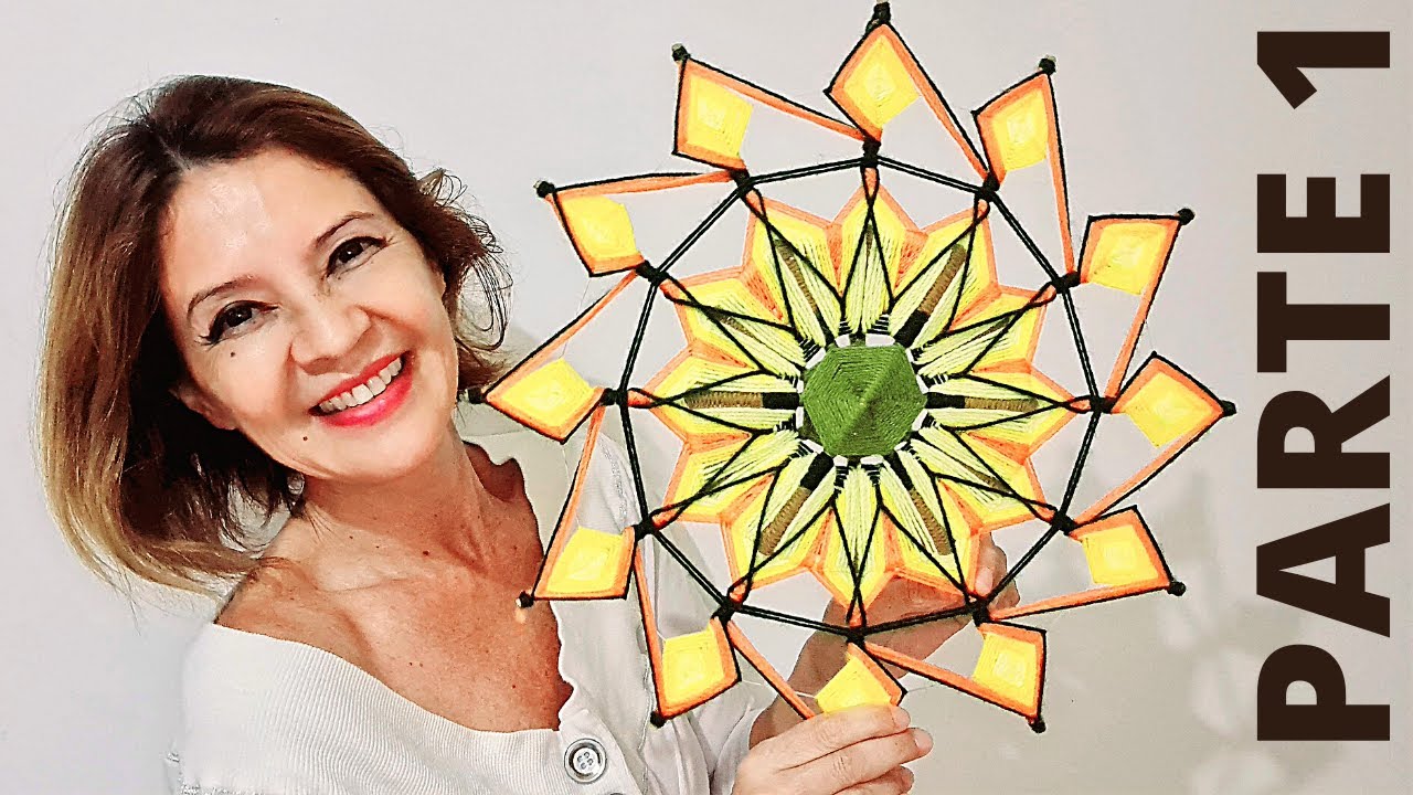 🔴Como Fazer Mandala de Lã Girassol 12 Pontas JEVGENIA LASSEL PARTE 1