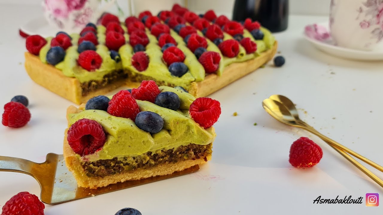 تارت البيستاش بكريمة الديبلومات روعة بنة و خفة  Tarte pistache crème diplomate
