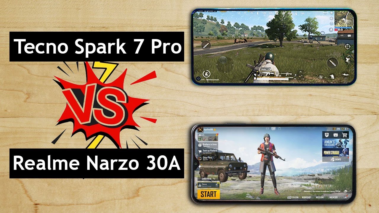 Realme Narzo 30A vs Tecno Spark 7 Pro PUBG Test Comparison | Phonebolee