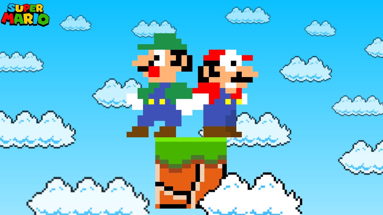 Super Mario Bros. But Mario and Luigi Have One Blocks