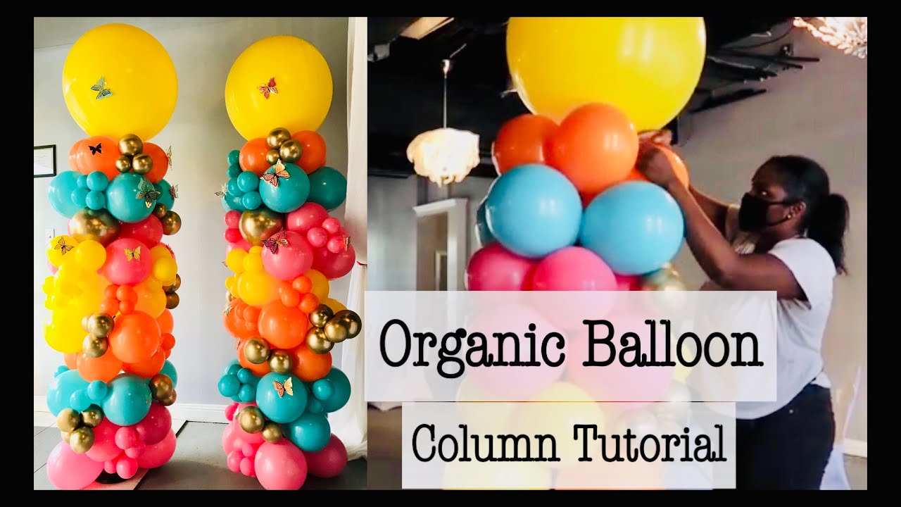 7 Foot Butterfly Themed Organic Balloon Column | Tutorial | DIY