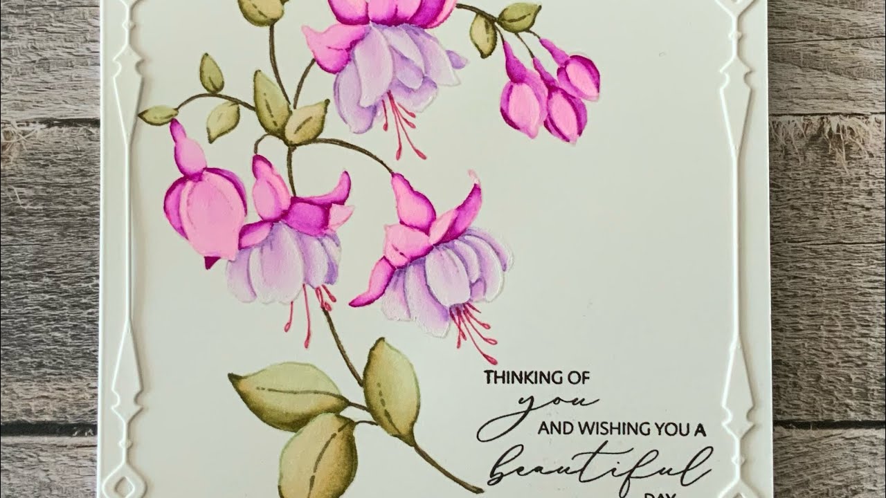 One layer, No-line water colour using Penny Black stamps and dies video #7