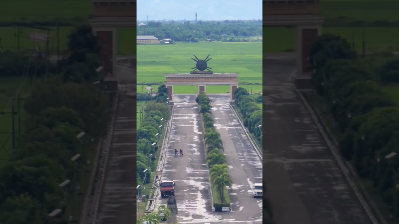 AERIAL ZOOM OF KHONGJOM WAR MEMORIAL COMPLEX ENTRANCE || #shortsvideo #manipur #aerialview #samsung