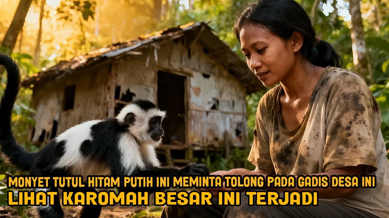 VIRAL! MONYET TUTUL HITAM PUTIH INI MEMINTA TOLONG PADA GADIS DESA INI LIHAT KAROMAH BESAR TERJADI