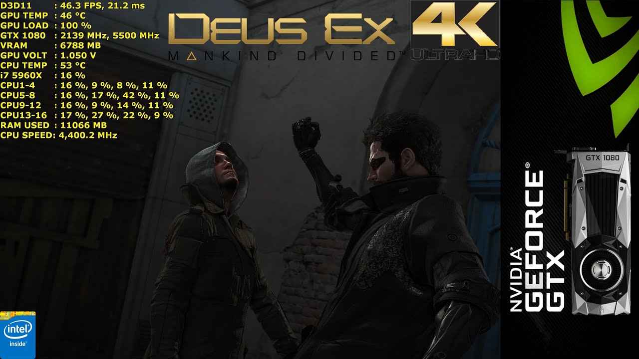 Deus Ex Mankind Divided Ultra Settings 4K | GTX 1080 | i7 5960X 4.4GHz [4K]