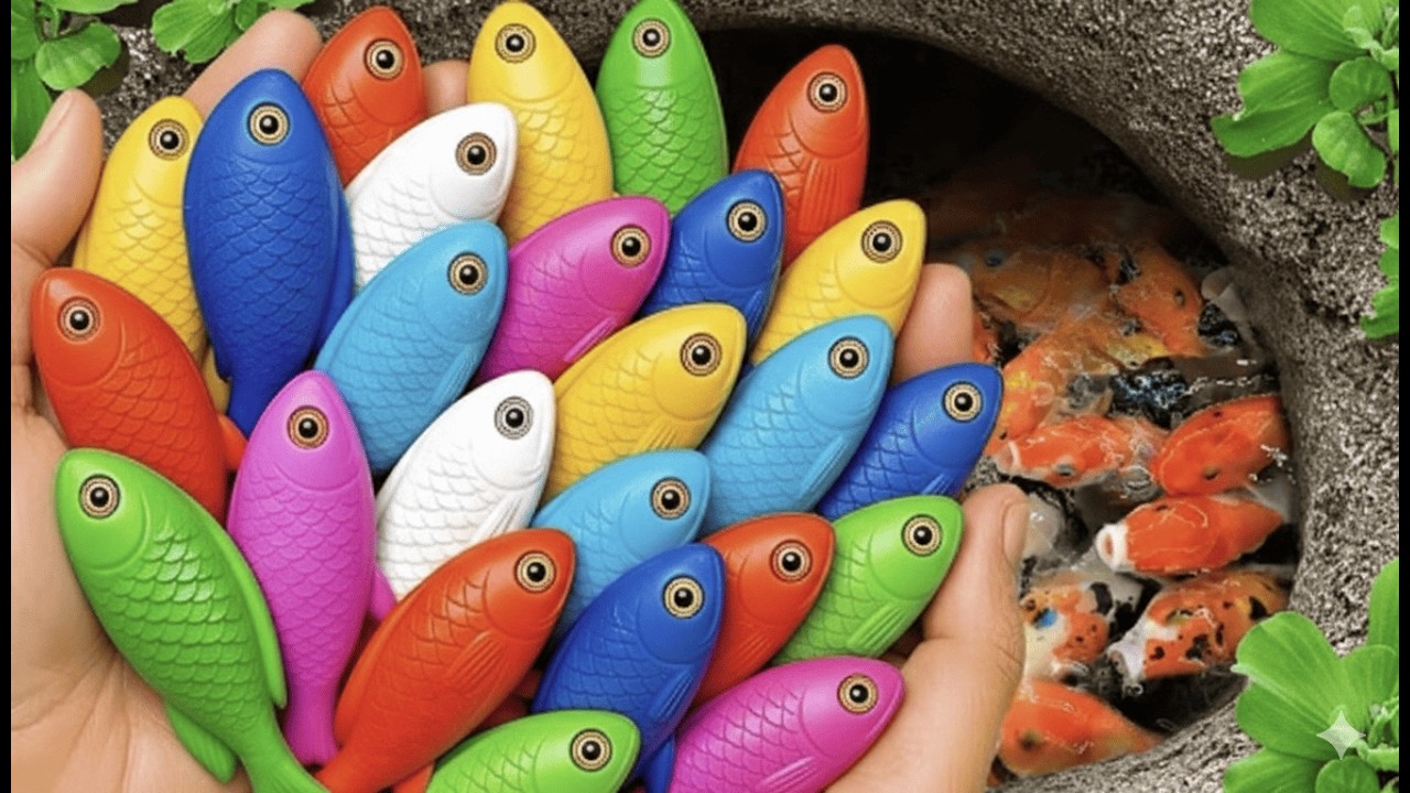 I Catch Ornamental Puffer Fish In Tiny Pond, Flowerhorn Fish, cute Fish, White Ranchu Fish, Koi