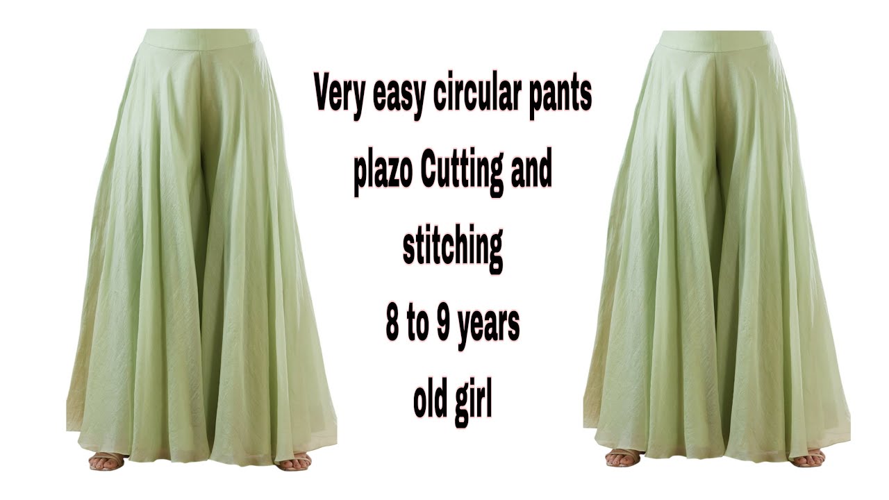 8 to 9 years old girl circular plaza cutting and stitching for beginners/umbrella plazo design✅