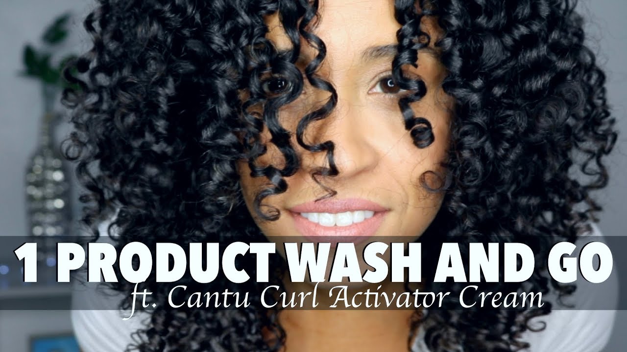 One Product Wash and Go ft. Cantu Curl Activator Cream | Curly Hair Routine
