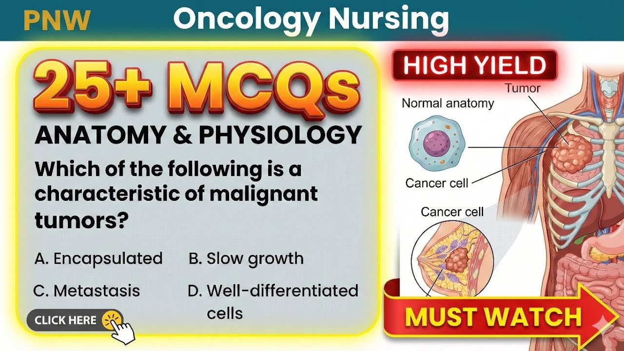 JKSSB Nursing top 25 MCQs | Oncology | Anatomy & Physiology | Staff Nurse 2026