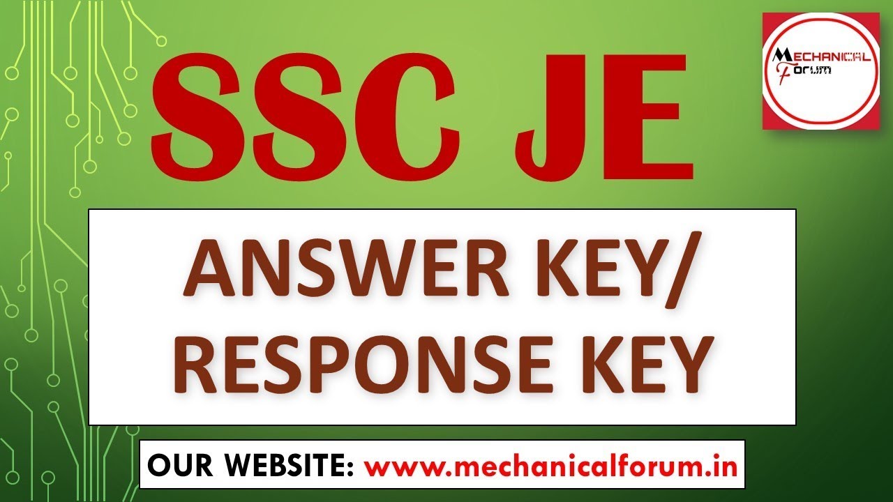 SSC JE TIER 1 Answer Key/Response Sheet |  SSC JE 2017-18 | Download Pdf for Direct Link