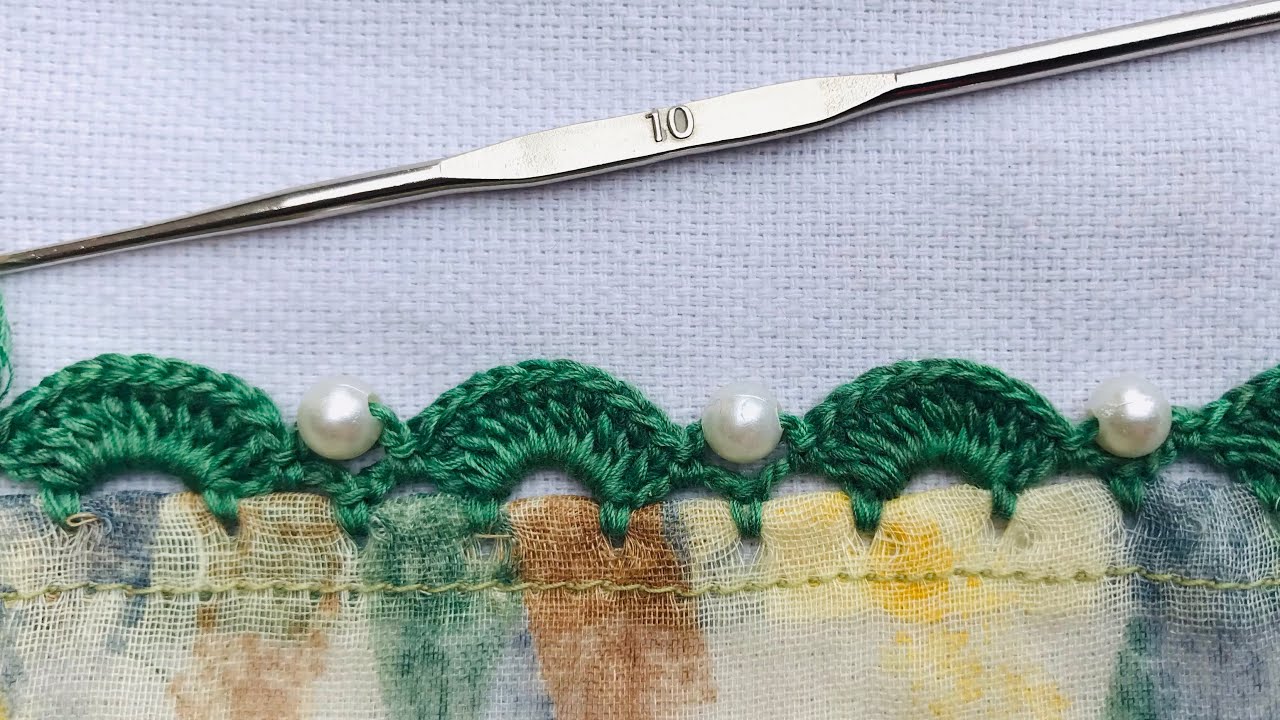 Beads crochet lace🧶🪡 ! Make Chunni border at home in only 7mims😍😯 