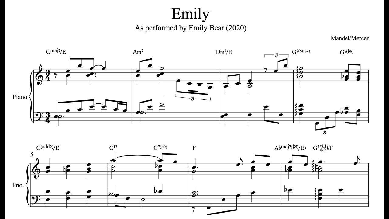 Emily Bear - Emily (Piano Transcription)