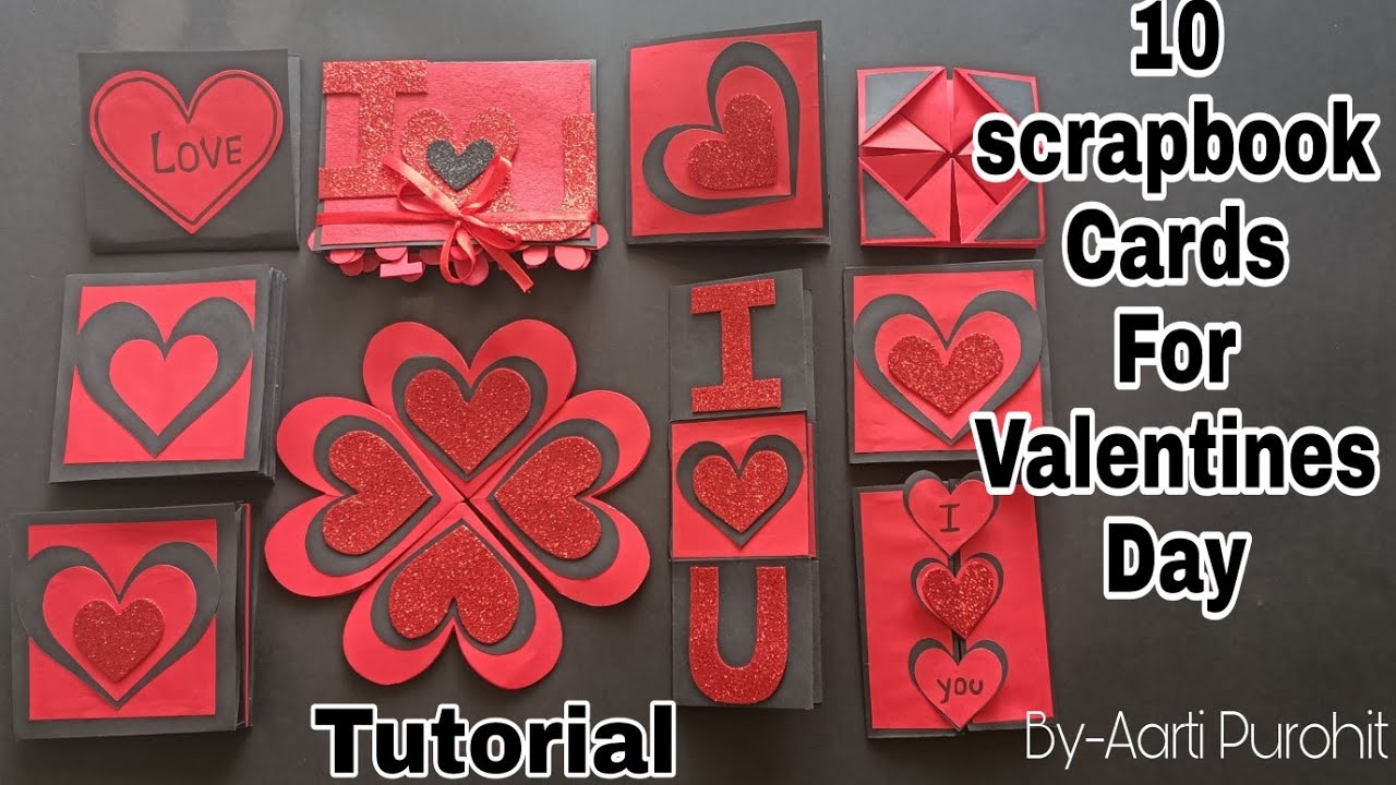 10 Scrapbook cards for Valentine's Day||10Scrapbook card Making ideas For Valentines scrapbooking