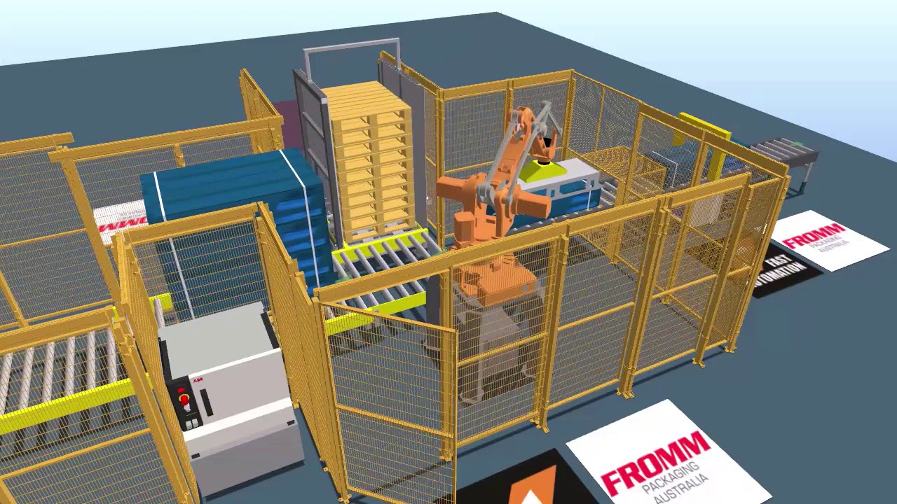 Robot Palletiser and Strapping Line