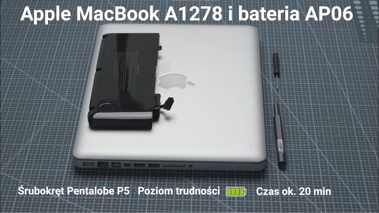 Wymiana baterii w laptopie Apple MacBook A1278