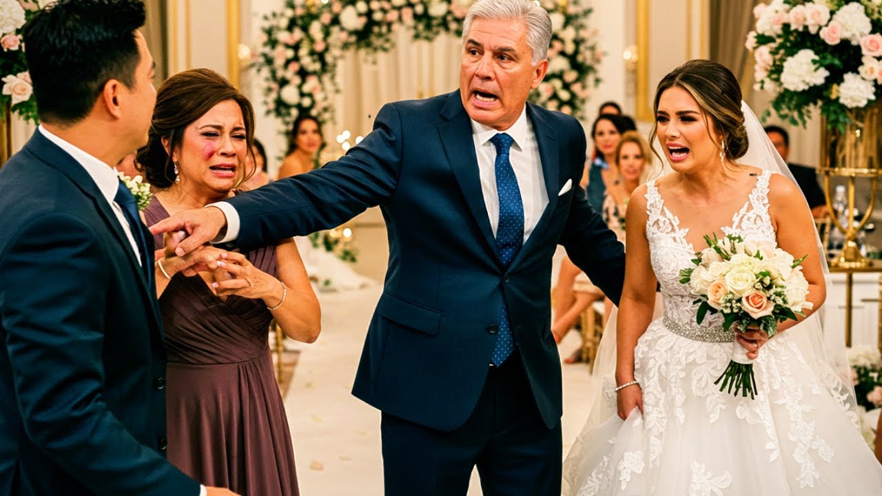 En mi boda, mi esposo millonario golpeó a mi madre frente a todos… y mi padre CEO acabó con su fortu