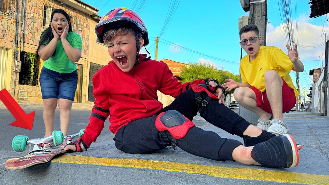 O Gabriel Caiu do Skate sem querer na rua!