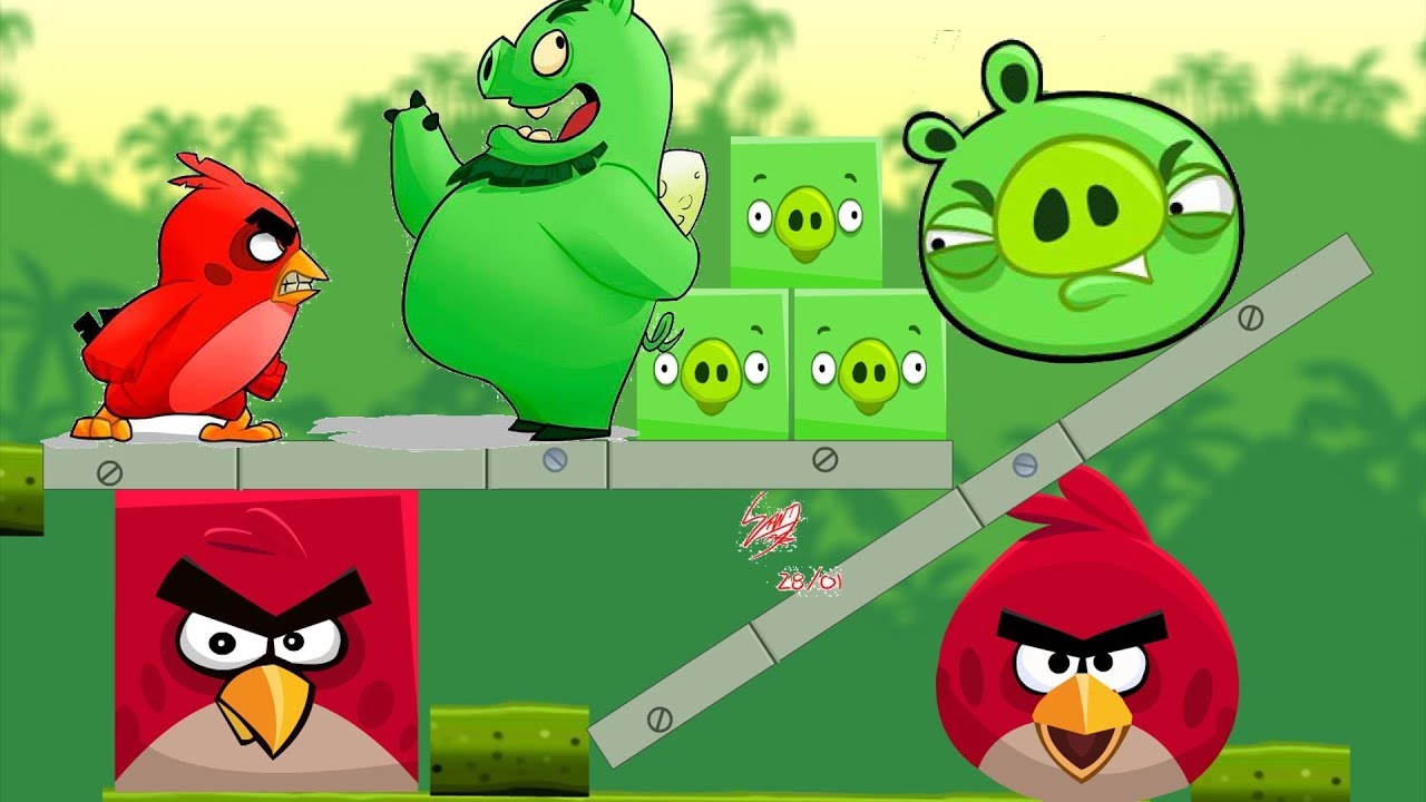 Angry Birds Kick Pigs - CHANGE SHRAPE SQUARE OR ROUND PIGGIES!