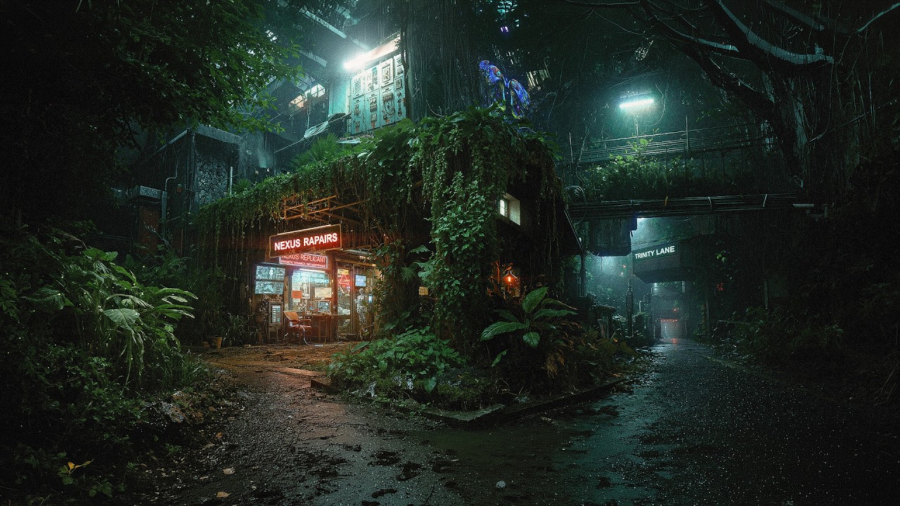 The Nexus Repair Shop on Trinity Lane | Hidden Deep in Sector 12 | Rainy Cyberpunk ASMR (8 Hours)