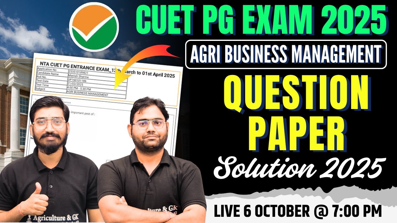 CUET PG (Agribusiness Management) Exam Question Paper 2025 | CUET PG ABM Exam Answer Key 2025