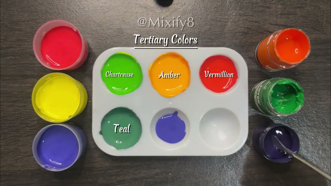 Color Theory TERTIARY Colors | Relaxing ASMR Spoon Mixing