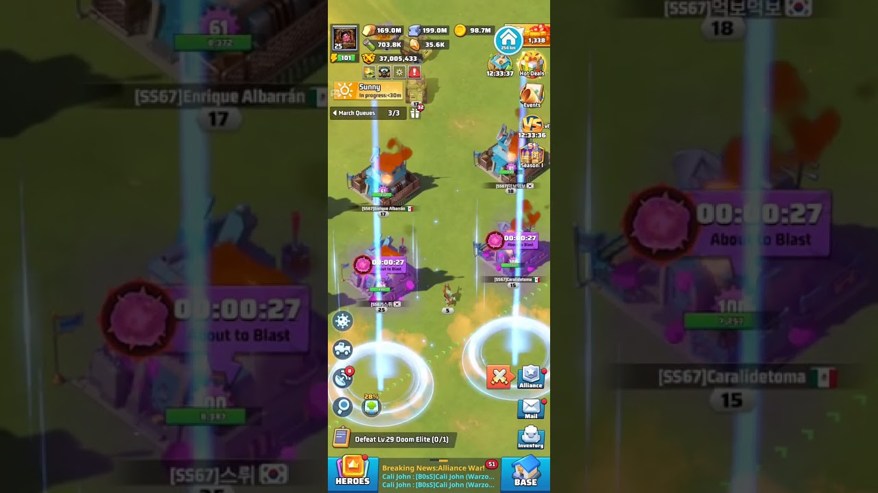 Last war virus spread base explosions 3/19/26