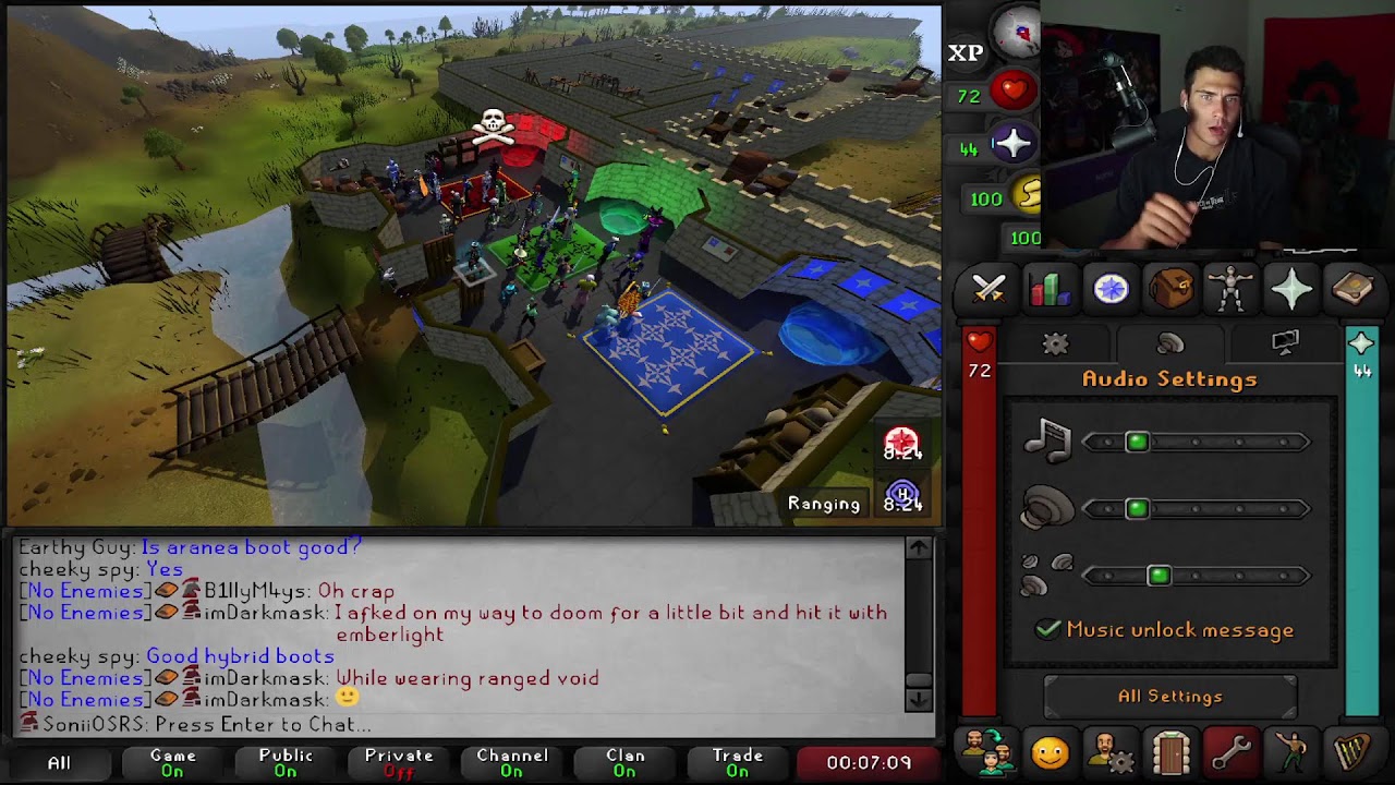 Leveling Farming, Thieving, Herbolore, Agility, Cooking, Construction, Crafting, Runecraft, Fishing