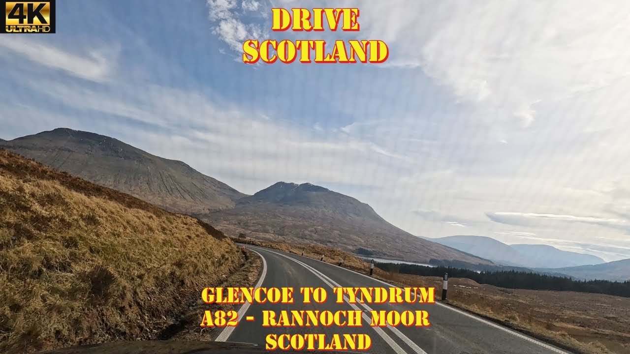 Glencoe to Tyndrum,    A82 - Rannoch Moor, Scotland - 4K Drive