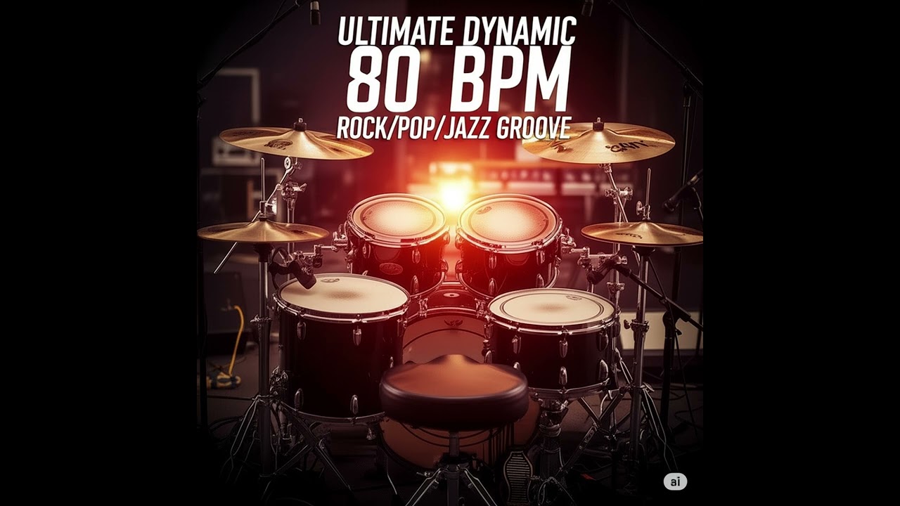 Ultimate Rock Pop Jazz Groove Drum Beat Backing Track - 80 BPM - Play Along