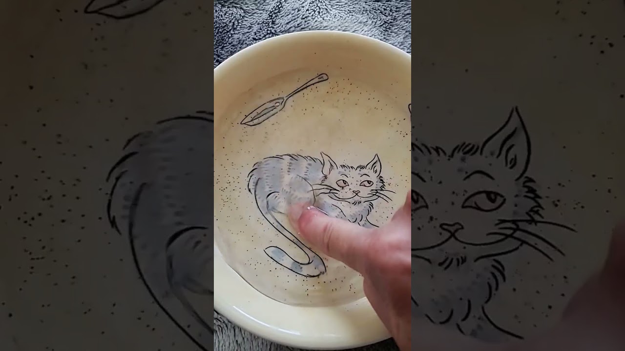 How To REMOVE MINERAL DEPOSITS from a Thrifted Bowl #Shorts#mineraldeposit  #cat #cleaning #hack
