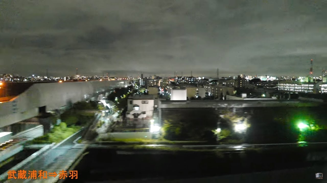 「埼京線(通勤快速)」車窓[左]「夜景」(大宮－新宿)「E233系」[字幕][4K]JR Saikyo Line 2018.09