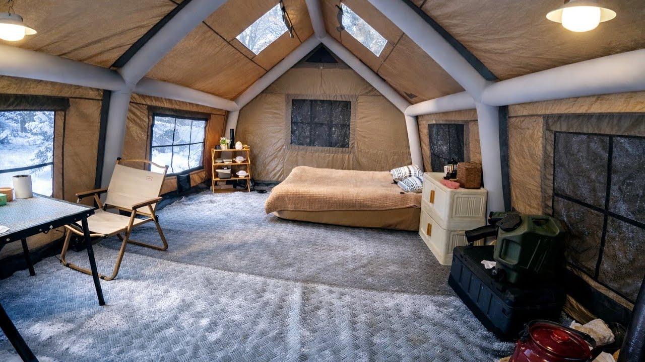 LUXURY WINTER CAMPING IN WARM TENT / SNOWY MOUNTAINS ❄️